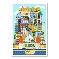 Pop Art Lisbon Portugal Travel Canvas Paintings Vintage Wall Kraft Posters Coated Wall Stickers Home Decor Pictures Gift 21X30CMNo Framed
