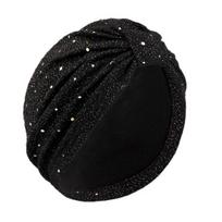 Turban Hat for Women, Sequined Crepe Fabric Headwrap, Ethnic Style Knotted Front Headwrap for All Face Shapes juoda