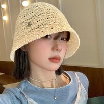Wide Brim Straw Sun Hat Summer Beach Visor Cap Ins Straw Bucket Hat  Travel smėlis