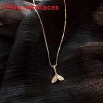 Elegant Wing And Fishtail Motif Copper Chain Necklace With Diamond Accents For Ladies FishTail