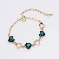 Trendy Heart-shaped Interlocking Rings Bracelet for Women žalia