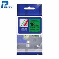 PuTie 18mm Green/Black Compatible Label Tape for Brother TZe-741