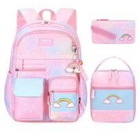3pcs/set Kids School Backpack for Girls with Lunch Box Pencil Case Set Elementary Primary Middle High College School Bookbags