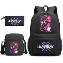 3Pcs/set Anime Cartoon Demon Hunters Printed Large Capacity Bookbag Backpack with Shoulder Bag Pencil Case for Student Boy Girl Schoolbag