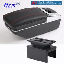 For Ford Focus mk1 Armrest Box For For Ford Focus mk1 Universal Car Armrest nterior Parts Center Storage box with USB LED light A1 red line NO USB