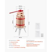SucceBuy 6L 12L Vaisių vyno presas tvirto medžio krepšys su 8 blokeliais sunkaus darbo rankinis sulčiaspaudis sidro obuolių vynuogių gaminimo presas 6L beige