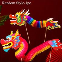 Chinese Paper Dragon Decoration Colorful Foldable Handheld Dragon Toy for New Year Festival Party Home Ornament DIY Crafts