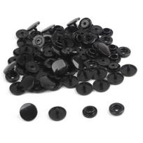 20 rinkinių, apvalių plastikinių užsegimų sagų tvirtinimo detalės KAM T5 12 mm drabužių priedai, skirti kūdikių drabužėlių segtėms 12mm juoda