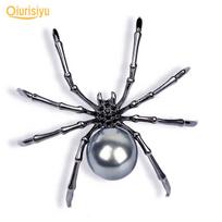 Moterų Kalnų krištolas dirbtinis perlas Spider Sagės segtukas juoda