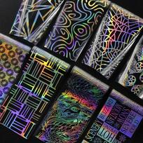 8 lakštų holografinės nagų folijos punk geometrinių nagų dailės perkėlimo lipdukų lipdukai