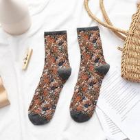 Žiemos šiltos gėlės Vintažinės kojinės Moteriškos Korėjos Ins Mada Kawaii Harajuku Mori Mergaičių kojinės Skarpetki Kobieta Femme Chaussettes pilka spalva