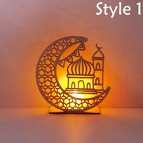 Ramadano dekoracijos „pasidaryk pats“ medinės mėnulio LED žvakių lempos musulmonų islamo Eid Mubarako amatai papuošalai šviesa
