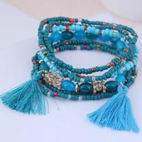 Rankų darbo „Boho Weave“ karoliukais papuoštos rankogalių apyrankės ir apyrankės moterims 2021 m. madinga geometrinio pločio apyrankė „Bohemian Jewelry Bijoux Femme“ mėlyna