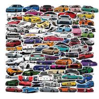 50 animacinių filmų JDM automobilių grafičių lipdukai Lenktynių sportinių automobilių lipdukai Dekoratyviniai motociklų bagažo vandeniui atsparūs lipdukai 50 pcs
