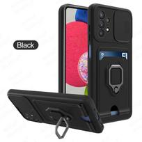 Stumdomas fotoaparato apsauginis dėklas, skirtas Samsung Galaxy A52S 5G piniginės kortelės lizdo dangtelis, skirtas Samsung A52 SA 52S magnetiniam žiediniam stovui Coque SM-A528B SM-A528B/DS For Samsung A52 4G juoda
