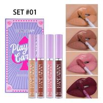 Mini Thin Tube Lip Gloss Poker lūpų dažų rinkinys iš 4 matinių matinių nelipnių puodelių lūpų dažų 01#