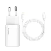 Baseus TZCCSUP-B02 travel charger | 20W | USB-C | with Lightning cable included | white