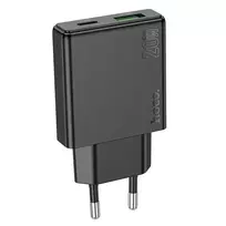 Hoco N38 travel charger | 20W | PD, QC | USB-C, USB-A | black