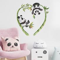 Animacinis Panda Meilė Bambukų Gėlės Vaikų Miegamasis Veranda Namai PVC Sienų Lipdukai