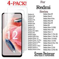 4 vnt. apsauginis stiklas, skirtas Redmi Note 12 11 10 9 8 7 Pro Plus 5G ekrano apsauga, skirta Redmi 9A 10C Note 11S 10S 9T 8T 11T 10T Redmi K20