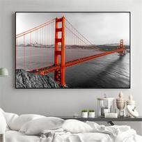 Kraštovaizdžio drobės tapyba San Francisko Auksinių vartų tiltas saulėlydžio plakatai ir spaudiniai Sienų paveikslas Kambarių dekoras Be rėmelio 21cm×30cm NoFrame gray