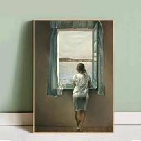 Moteris Salvadoras Dali prie lango drobės paveikslai Plakatai ir spaudiniai Sienų paveikslai, skirti svetainės dekoravimui 21*30cm