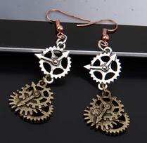 1 pora Steampunk auskarų žuvies kabliuko dizaino bronzos lydinio madingi ausų papuošalai gray