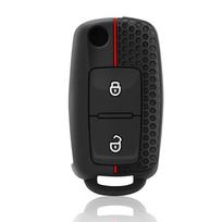 Skirta VW Golf Polo SKODA SEAT silikoninis 2 mygtukų raktų dėklas, nuotolinio valdymo pulto dangtelis juoda
