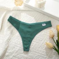 FINETOO Seksualūs medvilniniai moteriški stringai V formos juosmeniu moterims, kvėpuojantis komfortas, švelnūs G-string intymūs apatiniai, 13 spalvų 1Pc žalia