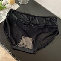 Japoniški ledo šilko apatiniai moteriški nėriniai Sexy Pure Desire Girl Be pėdsakų Greitai džiūstančios grynos medvilnės tarpkojo trikampio formos kelnės M juoda