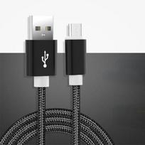 Itin ilgas nailoninis pintas telefono įkrovimo laidas - Greitas įkrovimas iPhone, Type-C ir Micro USB 0.25m for Android juoda