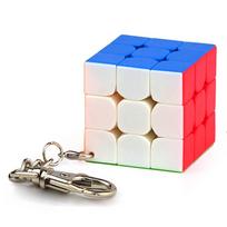 Raktų pakabukas Mofangjiaoshi 3,5cm Mini 3x3x3 Magic Cube KeyChain Profesionalūs mokomieji žaislai Raktų pakabukas cubo magico Dėlionė white