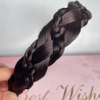 „Lazy Wig Twist“ galvos juostos moterims Plaukų kaulai Plaukų juostos Rankų darbo Retro galvos lankelis Plaukų formavimas Galvos apdangalų priedai tamsiai ruda spalva