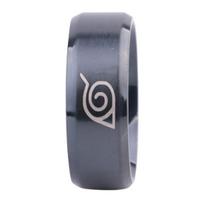 Unisex Naruto Konoha Lapų Kaimo Logotipas Titano Plieno Žiedas Cosplay Papuošalai Us9 juoda