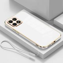 „Honor X6 Case“ „Honor X8A“ dangtelis „Honor X8 X8B X6S X6A Luxury Square Plating Honor X8 5G X8A X8“ telefono dėklas, atsparus smūgiams galinis dangtelis For Honor X6&Case & Strap sniego baltumo spalva