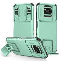 Skirtas Poco X3 Pro Case Slide Camera Lens Armour Telefono dėklas, skirtas Xiaomi PocoX3 Poco X3 NFC Little X 3 Smūgiams atsparus atraminio stovo galinis dangtelis For Poco X3 Pro šviesiai mėlyna spalva
