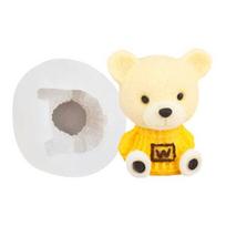 3D žaislinis lankelis meškiukas Silikono forma Fondant torto apvado formos šokolado formelės torto dekoro įrankiai kepimas bowknot bear L white