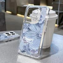 Skirta Xiaomi 13t 11t Poco F6 X6 X5 Pro Redmi Note 13 12 11 10 Pro smūgiams atsparus gėlių raštas, minkštas silikoninis lęšio apsaugos plonas dangtelis Xiaomi 14T dangaus mėlyna spalva