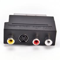 SCART adapteris AV blokas į 3 RCA Phono kompozitinį S-Video su įėjimo/išėjimo jungikliu, auksinis