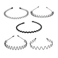 5/8/10 vnt juodo metalo galvos juostos Unisex pavasario banguotos plaukų juostos neslystantis sportinis plaukų lankelis vyrams, moteriškas kūno rengybos kasdienis drabužis 5pcs
