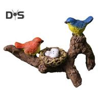 Paukščio statulėlė Gėlių vazono dekoracija Pakabukas Dervos paukščiai, tupintys ant šakos Vazono apkabinėjas Ornamentas vazoniniams augalams Bonsai Bird brown