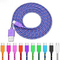 Type-C nailono pynės USB duomenų kabelis 0.5m žalia