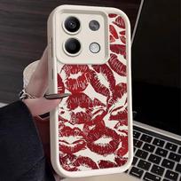 Skirtas Xiaomi 14t 13t Poco X6 F6 X5 Pro Redmi Note 14 13 12 11 10 Pro tamsiai raudonos spalvos lūpų raštas smūgiams atsparus silikoninis minkštas lęšių apsauginis dėklas nuo kritimo Xiaomi 11T / 11T Pro smėlis