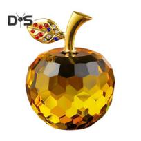 Stikliniai obuoliai Figūrėlė Dirbtinio krištolo vaisių ornamentas Kolekcionuojami permatomi obuoliai Dekoracija namams, biurui, automobilio prietaisų skydeliui 4cm auksinė