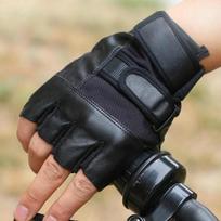 Men's Half Finger R Standard Leather Gloves Fitness Anti Slip Sports Warrior Cycling Tactics Outdoor Training Gloves PU Leather gray