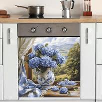 Mėlyna Dažyta Hortenzija Virtuvė Valgomasis Namų Fonas Kraštovaizdis Dekoratyviniai Sienų Lipdukai 34*34cm/fun-f585