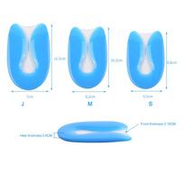 Silicon Gel Cup Heel Plantar Fasciitis Cushion Gel Heel Pads Cushion U Shaped Spur Heel Insert Pads mėlyna