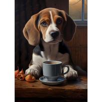 Adorkable And Interesting Pet Dog Lazy Sleepy Coffee Art Photography Poster Canvas Printing Coffee Shop Wall Decoration Painting 21cm×30cm NoFrame