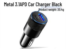 Super Fast Type-C Car Charger for Mobile Phones, 12-24V