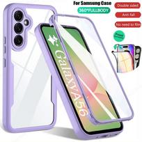 360 Pilnos Apsaugos Ekrano Dėklas Samsung A56 A36 A26 A16 A54 A35 A15 A14 A34 A53 A52 A32 A33 A25 A55 5G Smūgiams Atsparūs Dėklai Galaxy A55 5G violetinė